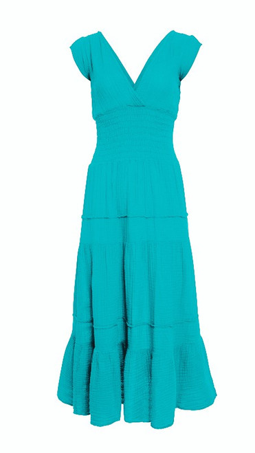 Felicite Smocked Dress, Emerald Bay