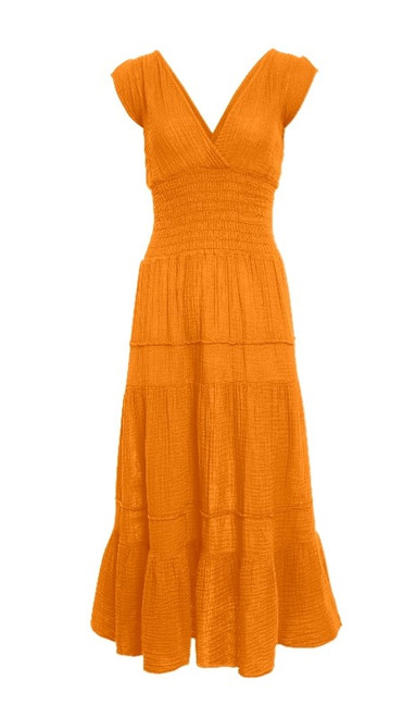 Felicite Smocked Dress, Tangerine 