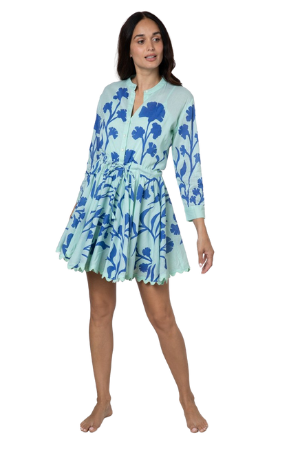 Juliet Dunn Long Sleeve Beach Dress, Aqua Blue