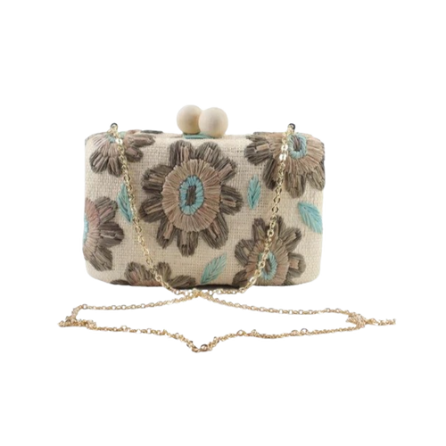 Kayu Bryn Clutch, Blue Floral