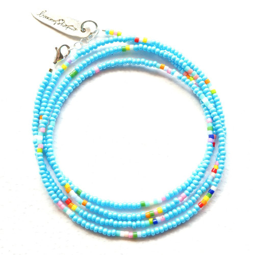 Bunny Shapiro Pearly Wrap Bracelet, Light Blue