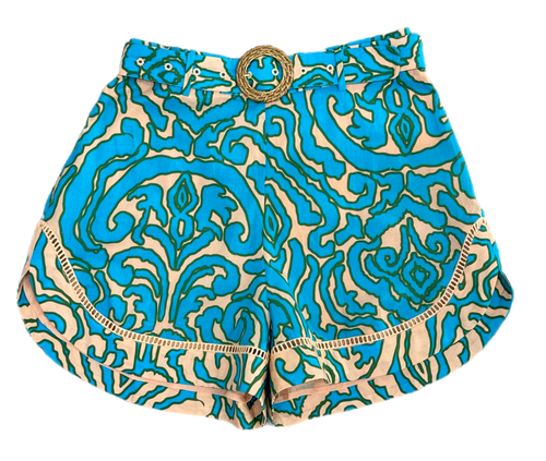 Anna Cate Lizzie Shorts, Teal Block