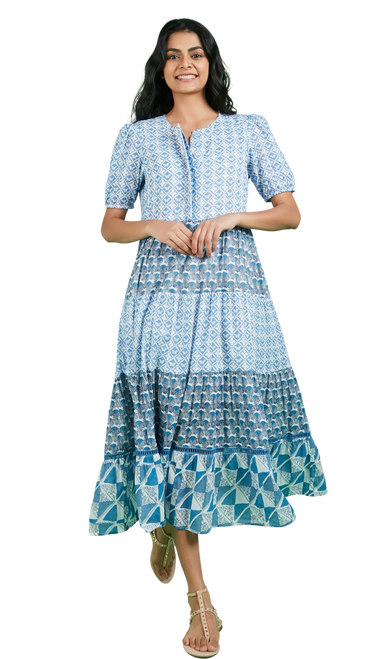 Ro's Garden Daphne Midi Dress, Blue Bangalore 