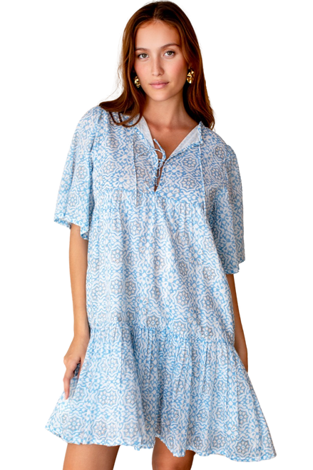 Emerson Fry Isla Dress, Geo Flower Blue