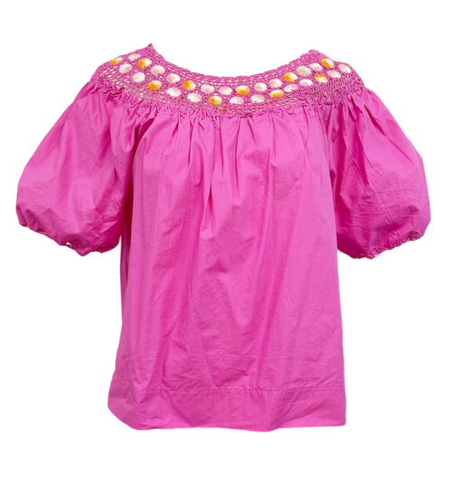 Love the Label Delancy Crochet Top, Ultra Pink