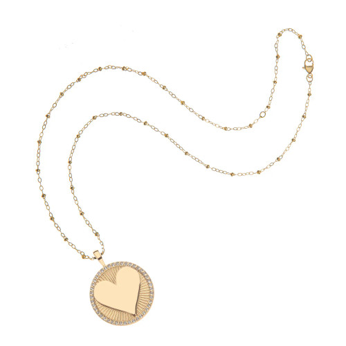 Jane Win Love Embellished Hearts Find Me Necklace, White Topaz Adjustable Satellite Chain 16"-18"