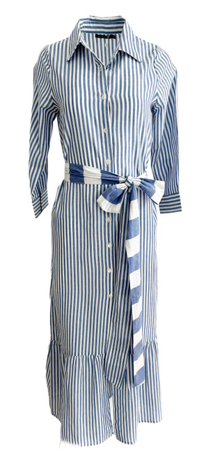 La Plage Ann Marie Maxi Dress, Shirting Stripes Navy White
