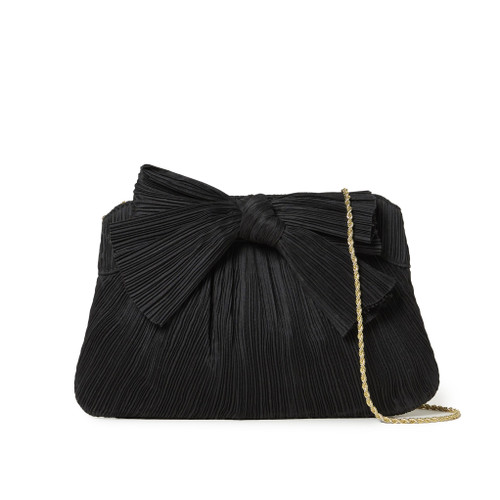 Loeffler Randall Rayne Pleated Frame Clutch with Bow, Black