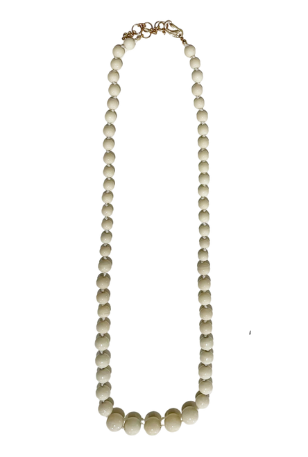 Bubble Beaded Necklace, Cream