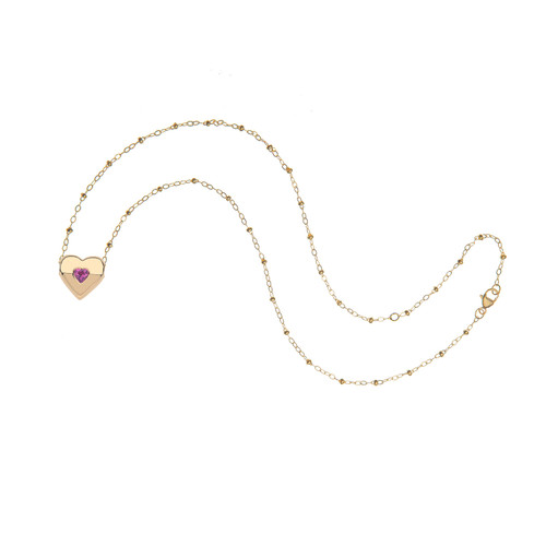 Jane Win Love Happy Heart Pendant, Beaded Satellite Chain