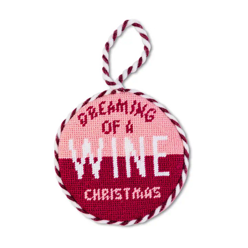 Needlepoint Ornament, Wine Christmas