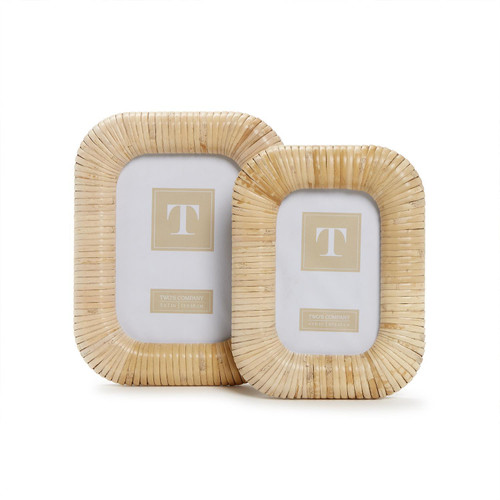 Two's Company Oval Woven Natural Rattan Frame 4x6