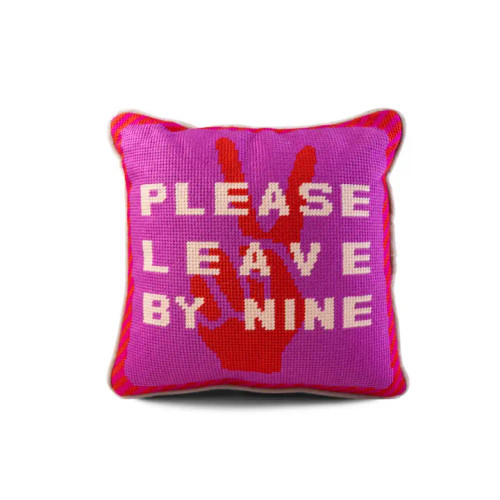 Furbish Studio Needlepoint Pillow, Leave by Nine