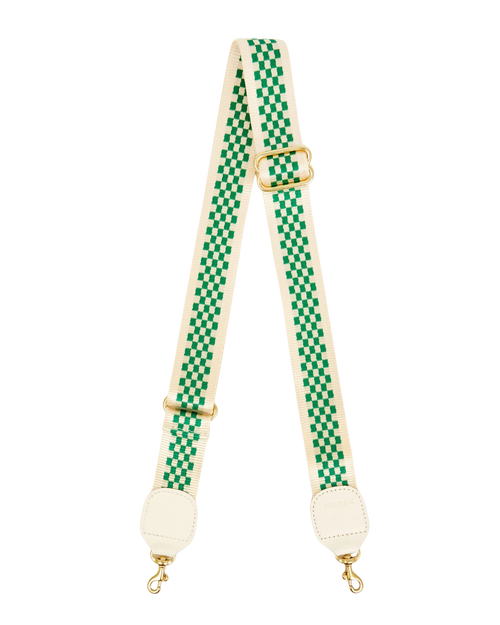 Clare V. Adjustable Crossbody Strap, Fern & Cream Checker
