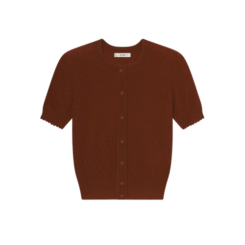 Frame The Cashmere Pointelle Cardi, Chestnut
