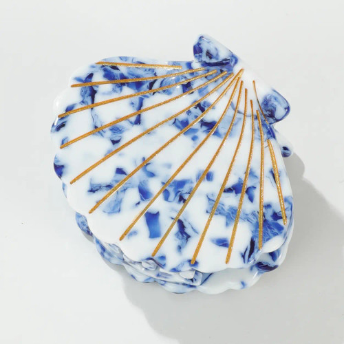 Coastal Blue Seashell Claw Clip