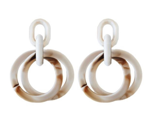 Tortoise Layered Earrings, Cream