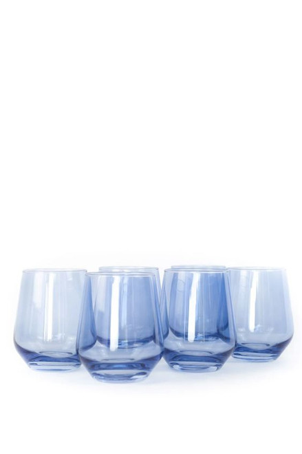 Estelle Stemless Wine Glass Set, Cobalt Blue