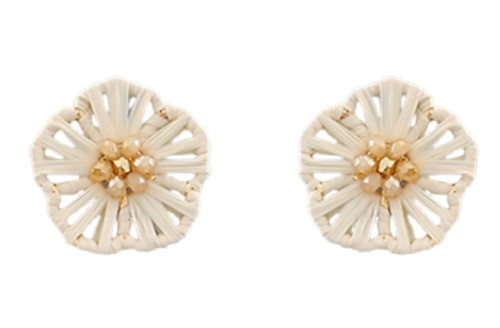 Flower Power Button Earring, Ivory
