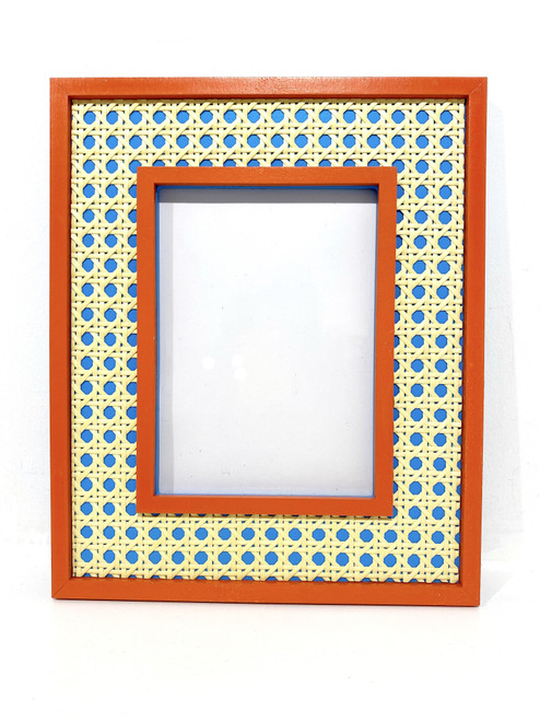 Hampton Cane Frame, Coral & Cerulean