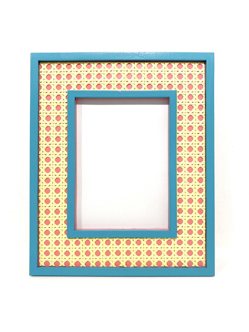 Hampton Cane Frame, Turquoise & Pink