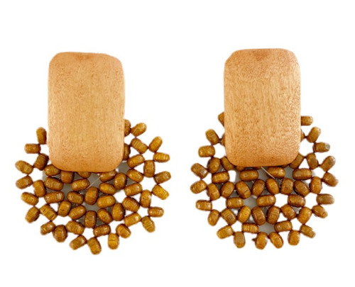 Beaded Bursts Earrings, Natural