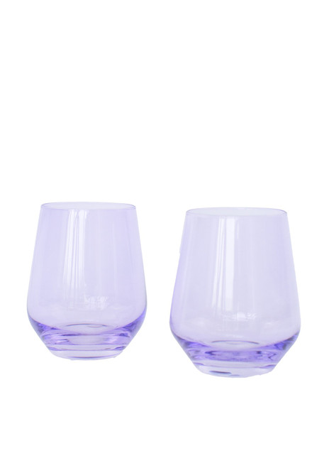 Estelle Stemless Wine Glass Set of 2, Lavender