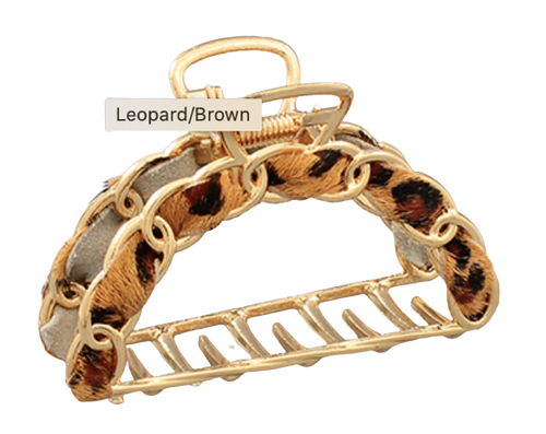 Animal Print Leather Claw Hair Clip