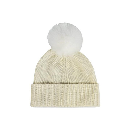 Hat Attack Cashmere Cuff Slouchy Beanie with Real Pom, Ivory