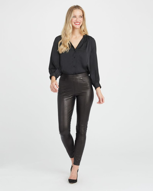 Spanx Leather-Like Skinny Pants, Black