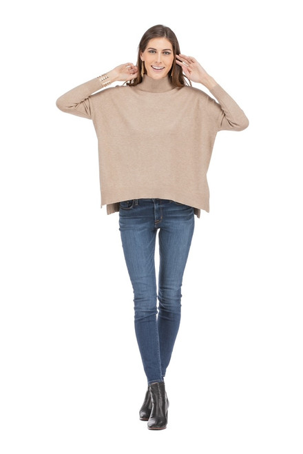 Jade Mock Neck Sweater, Toast 