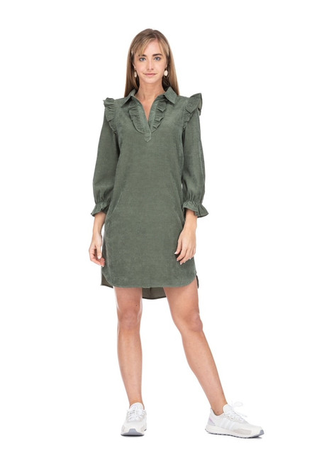 Joy Joy Cord Shirtdress. Olive