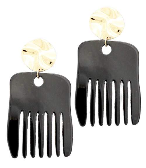 Comb Dangle Earrings, Black