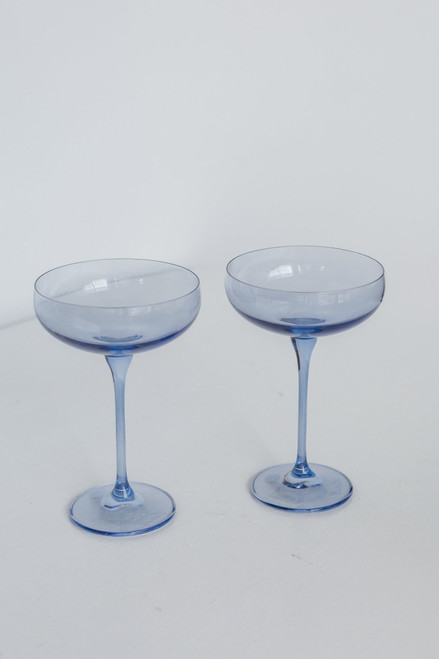 Estelle Colored Champagne Coupe Stemware Set of 2, Cobalt Blue