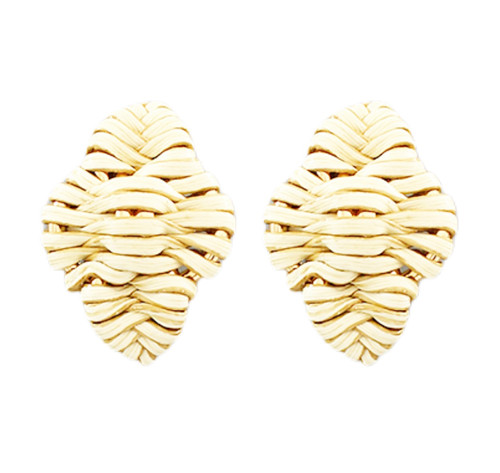 Monkee's Rattan Wrapped Geometric Earrings