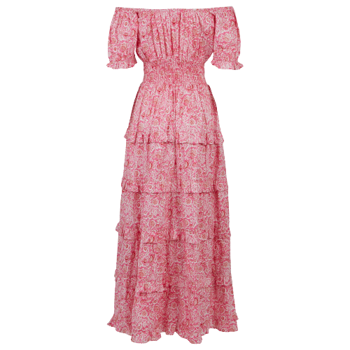 Pink City Prints Rah Rah Long Dress, Orante Floral 