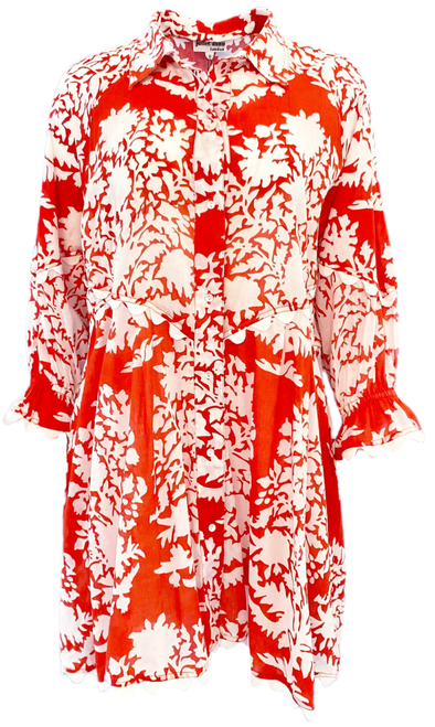 Juliet Dunn Raglan Palladio Print Shirt Dress, Red 