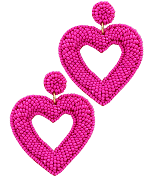 Beaded Heart, Fuchsia 