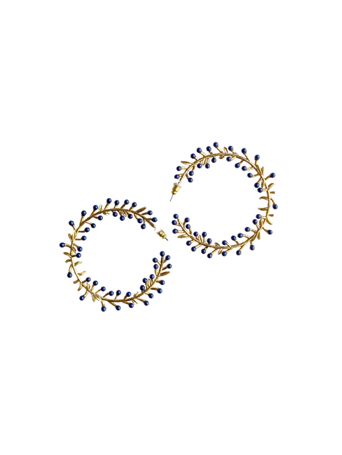 Nicola Bathie Floral Bud and Navy Vine Hoop Nicola Bathie Floral Bud and Navy Vine Hoop