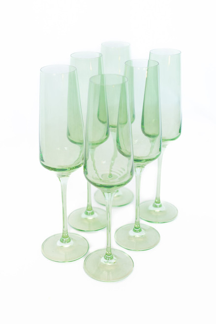 Estelle Colored Champagne Flute Set, Mint Green 