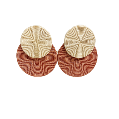 Grace Holiday Double Disc Earrings, Tan Combo