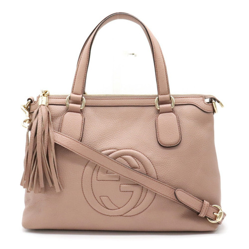 Gucci Soho Interlocking G Hand Bag Tassel Leather, Dusty