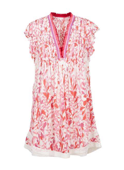 Poupette St Barth Sasha V Mini Dress, Pink Esterel 