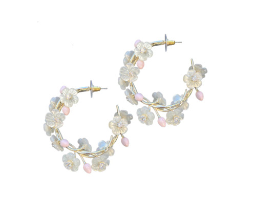 Nicola Bathie Blooming Vines Hoops Pink Buds