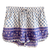 Bell Piped Shorts, Blue Purple Motif 