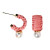 Mini Raffia and Pearl Huggie Hoops, Pink