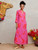 Nimo With Love Sapphire Long Kaftan, Pink Orange FLower Embroidery 