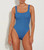 Hunza G Square Neck Swimsuit, Metallic Denim