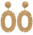 Raffia Braided Oval Drop Earrings, Light Brown