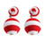 Small Pom Pom Earrings, Red and White